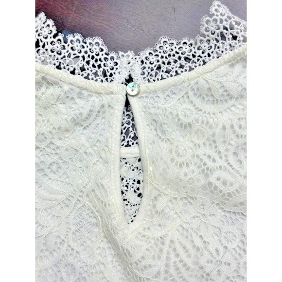 Cable & Gauge Women Lace Blouse Top Large Ruffle Mock Neck Ivory Soft Lining NEW - Picture 5 of 13